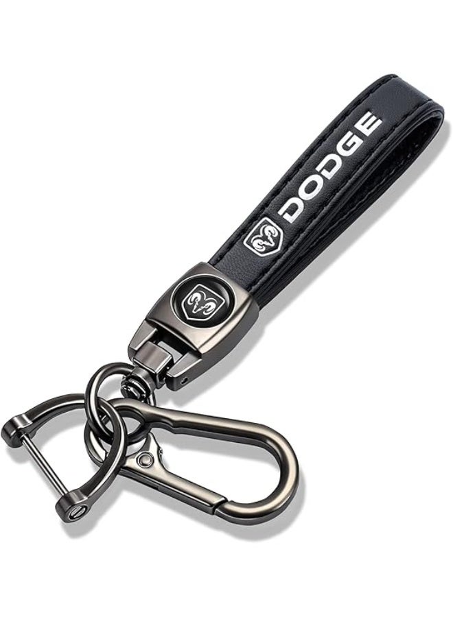 Genuine Leather Car Keychain compatible with Dodge Challenger Dakota Charger Ram 1502 Durango Caravan Key Chain Keyring Family Present for Man and Woman, Dq Key Chain Jd, 1 - Image 1